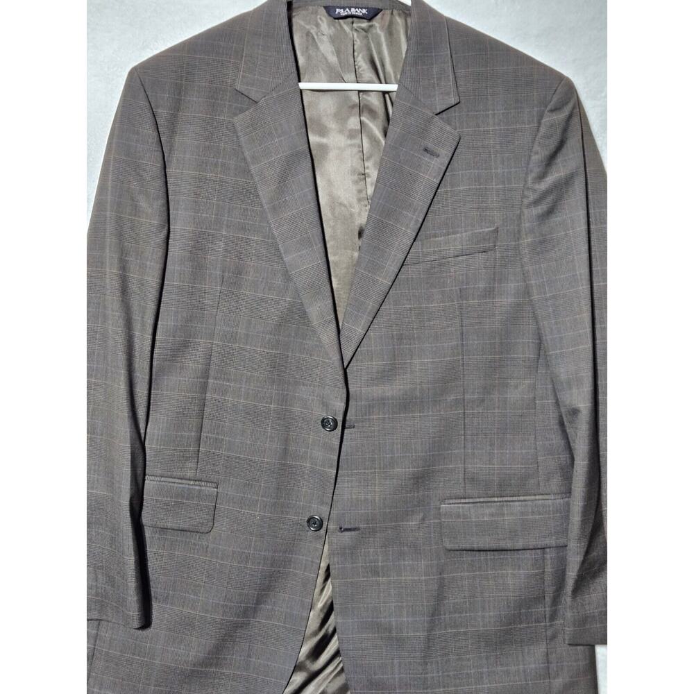 JOS A BANK Taupe Brown Glen Plaid 100% Wool Two-Button Blazer 43L